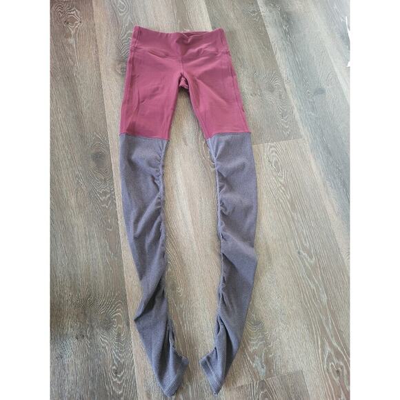 Alo Women's Goddess Full Length Leggings size XS Maroon Gray Active Wear‎ - Picture 1 of 5